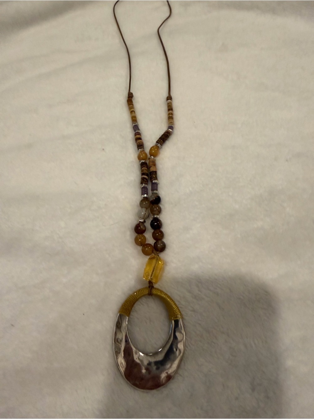 J. Jill Yellow and Silver Beaded Pendant Necklace